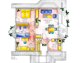 Fertighaus Waldenburg von Keitel-Haus, Satteldach-Klassiker Grundriss 1