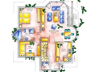 Fertighaus Waldenburg von Keitel-Haus, Satteldach-Klassiker Grundriss 2