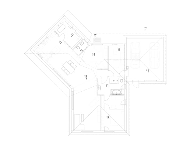 Bungalow mit Doppelgarage: Grundriss