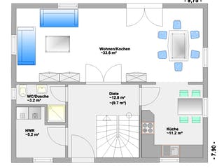 Fertighaus Walmit von Hagemann Haus Schlüsselfertig ab 170500€, Stadtvilla Grundriss 1