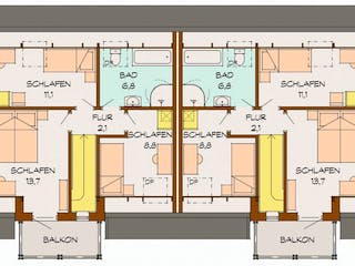 Fertighaus Wanas von Eksjöhus AB Bausatzhaus ab 135300€, Satteldach-Klassiker Grundriss 1