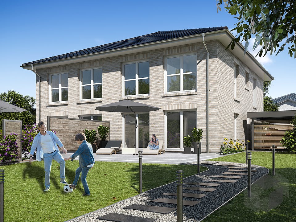 DHH Stadtvilla 110 von WBI Hausbau Außenansicht