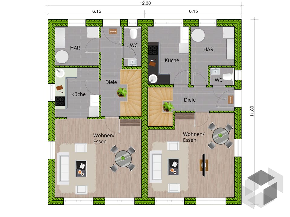 DHH Stadtvilla 110 von WBI Hausbau Grundriss
