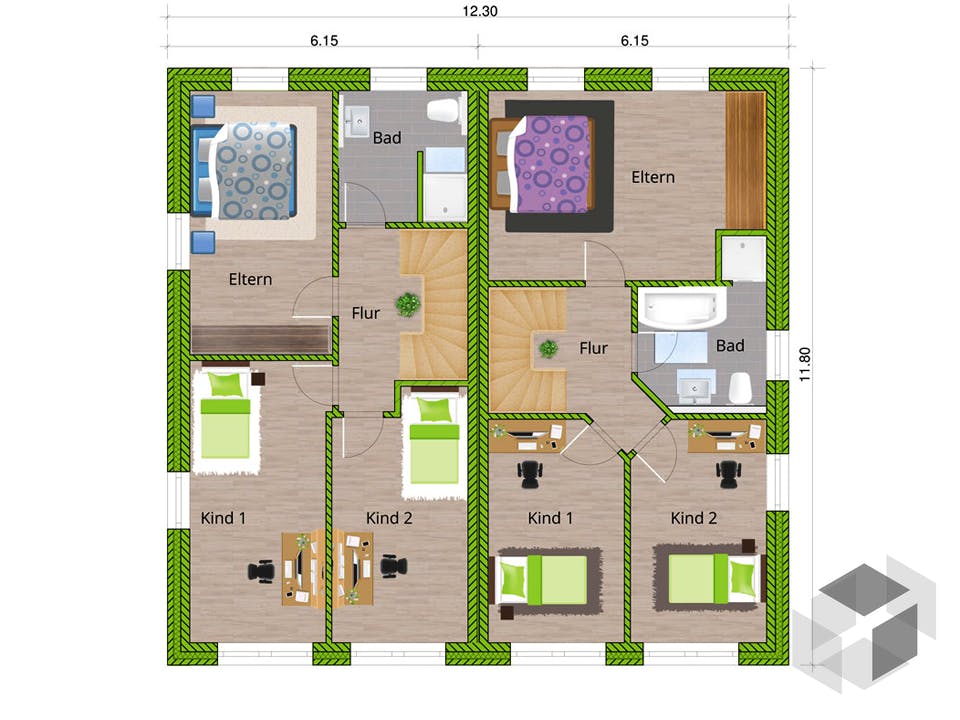DHH Stadtvilla 110 von WBI Hausbau Grundriss