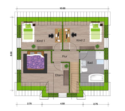 Massivhaus Friesenhaus 125 von WBI Hausbau Schlüsselfertig ab 228400€, Satteldach-Klassiker Grundriss 2