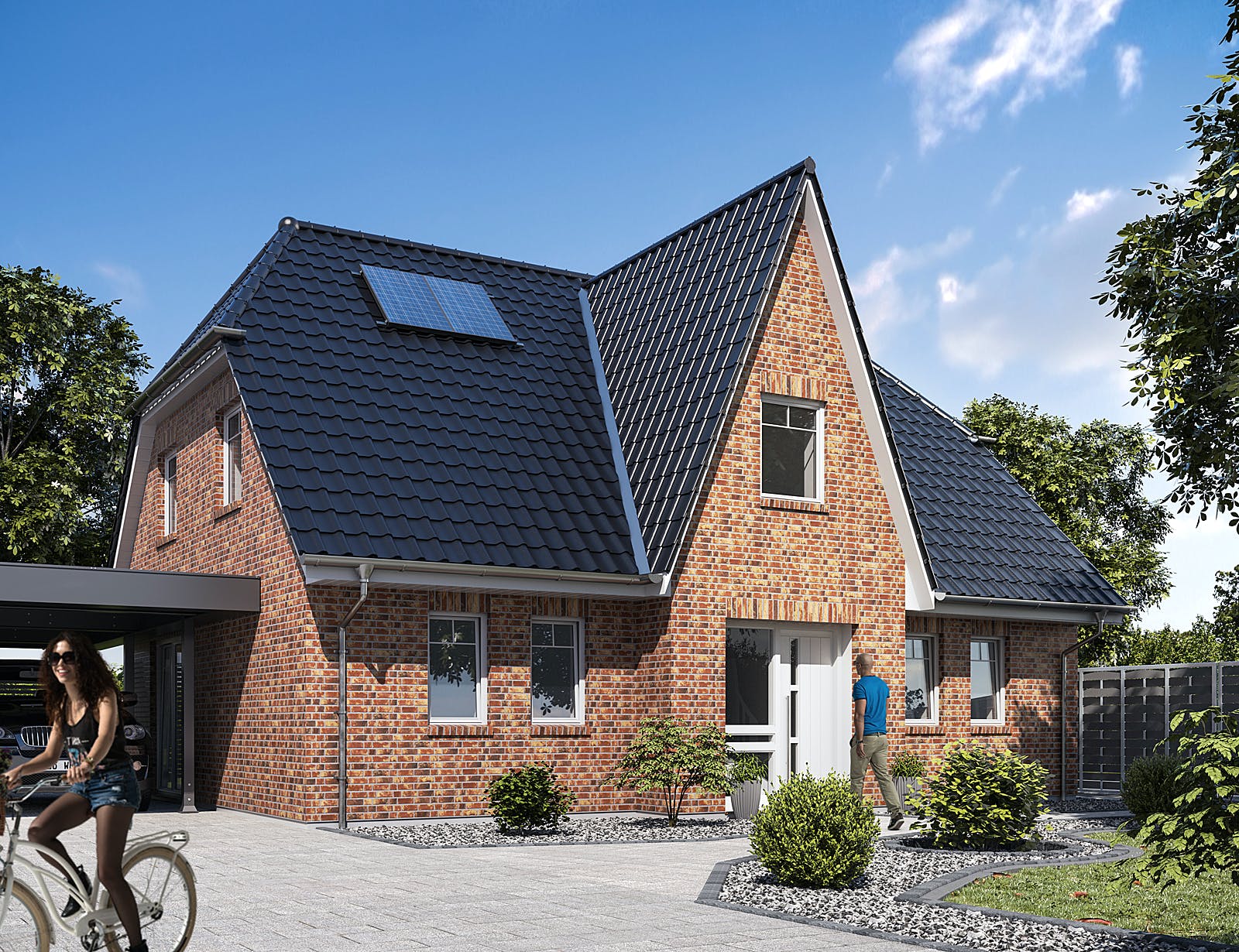 Massivhaus Friesenhaus 160 von WBI Hausbau Schlüsselfertig ab 268400€, Satteldach-Klassiker Außenansicht 2