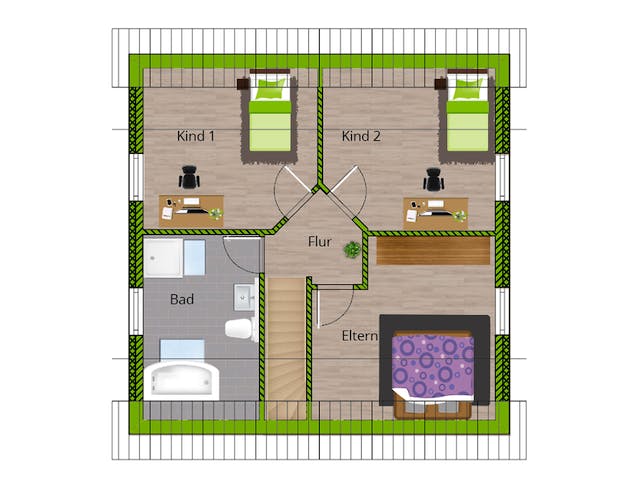 Massivhaus Junges Wohnen von WBI Hausbau Schlüsselfertig ab 212200€, Satteldach-Klassiker Grundriss 2