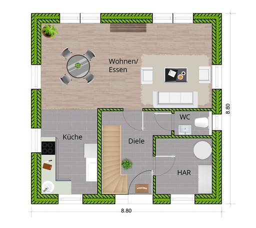 Massivhaus Landhaus 115 von WBI Hausbau Schlüsselfertig ab 205800€, Satteldach-Klassiker Grundriss 1