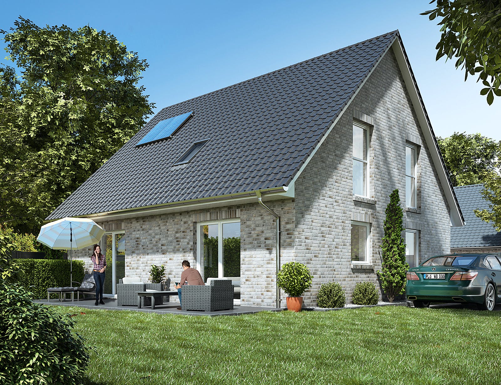 Massivhaus Stadthaus 150 von WBI Hausbau Schlüsselfertig ab 251800€, Satteldach-Klassiker Außenansicht 1