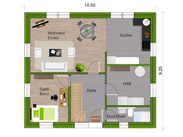 Massivhaus Stadthaus 150 von WBI Hausbau Schlüsselfertig ab 251800€, Satteldach-Klassiker Grundriss 1