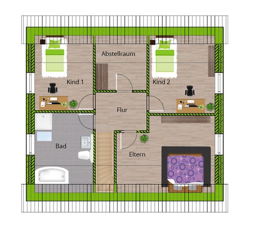 Massivhaus Stadthaus 150 von WBI Hausbau Schlüsselfertig ab 251800€, Satteldach-Klassiker Grundriss 2
