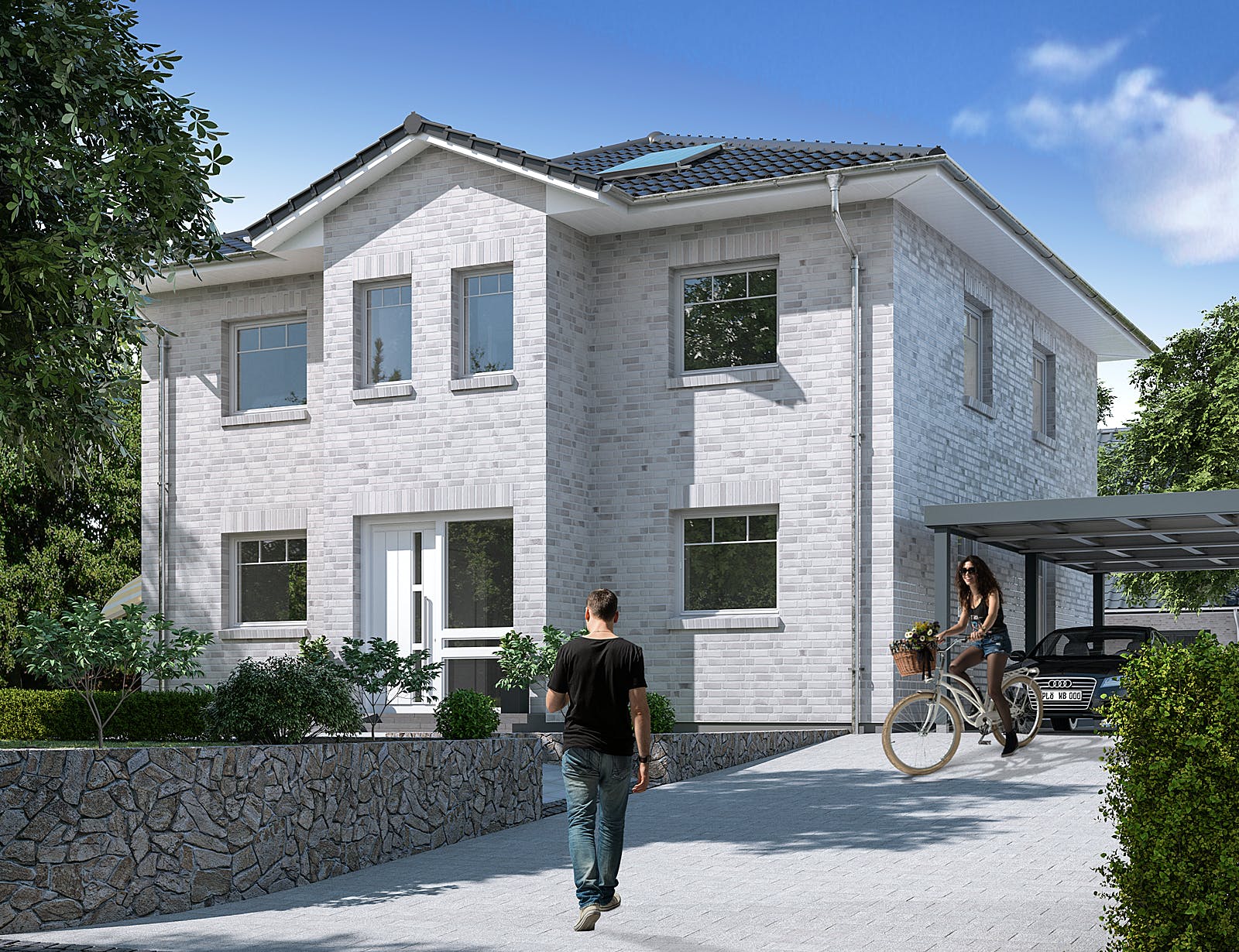 Massivhaus Stadtvilla 120 von WBI Hausbau Schlüsselfertig ab 231500€, Stadtvilla Außenansicht 1