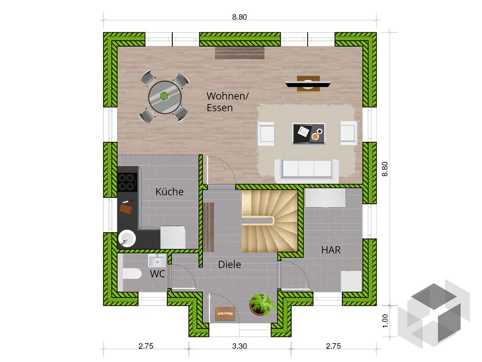 Stadtvilla 120 von WBI Hausbau Grundriss