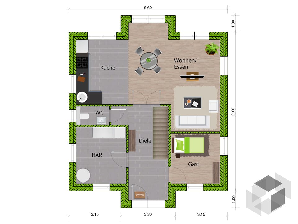 Stadtvilla 150 von WBI Hausbau Grundriss