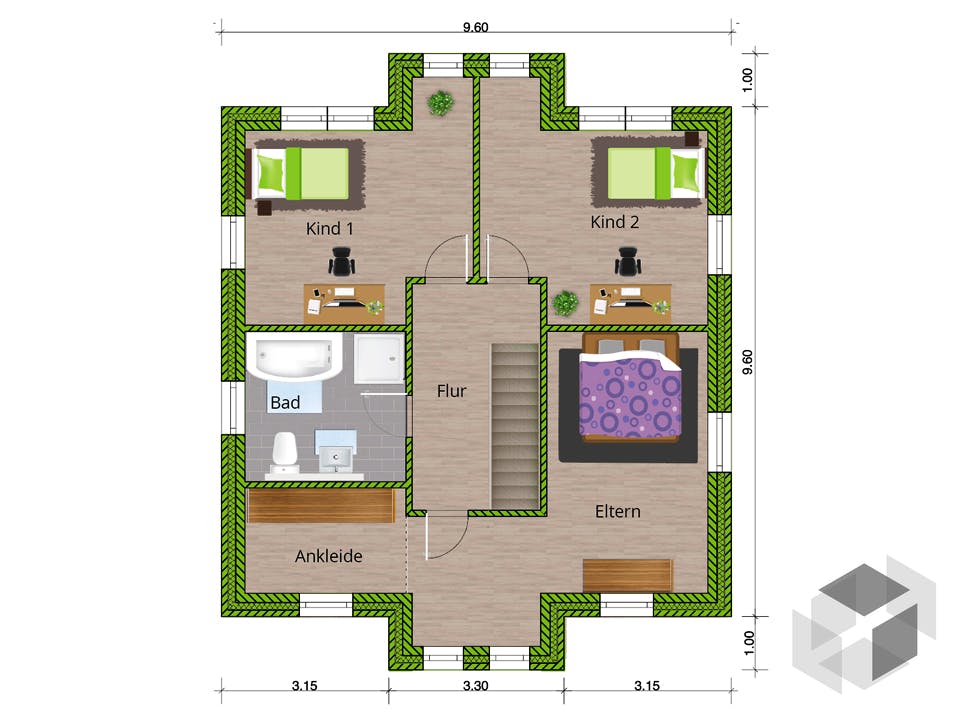 Stadtvilla 150 von WBI Hausbau Grundriss