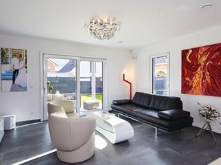 Fertighaus Kundenhaus generation5.5 200 von WeberHaus Schlüsselfertig ab 303170€, Pultdachhaus Innenansicht 1