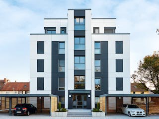 Fertighaus Mehrfamilienhaus mit Wohnqualität auf hohem Niveau von WeberHaus - Mehrfamilienhäuser, Cubushaus Außenansicht 3