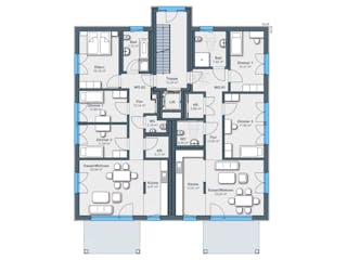 Fertighaus Mehrfamilienhaus mit Wohnqualität auf hohem Niveau von WeberHaus - Mehrfamilienhäuser, Cubushaus Grundriss 1