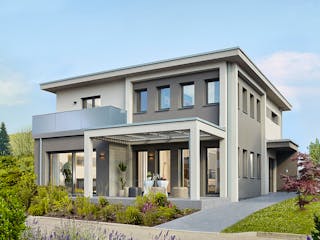 Fertighaus Ausstellungshaus Fellbach Stadtvilla von WeberHaus Schlüsselfertig ab 525000€, Stadtvilla Außenansicht 2