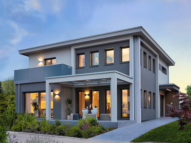 Fertighaus Ausstellungshaus Fellbach Stadtvilla von WeberHaus Schlüsselfertig ab 525000€, Stadtvilla Außenansicht 3