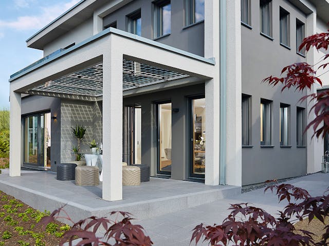 Fertighaus Ausstellungshaus Fellbach Stadtvilla von WeberHaus Schlüsselfertig ab 525000€, Stadtvilla Außenansicht 4