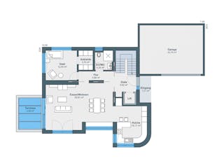 Fertighaus Ausstellungshaus Günzburg von WeberHaus Schlüsselfertig ab 525000€, Stadtvilla Grundriss 1