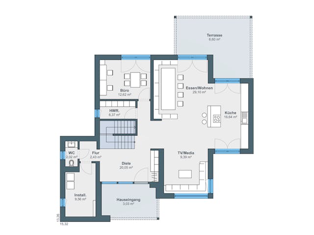 Fertighaus Ausstellungshaus Kappel-Grafenhausen von WeberHaus Schlüsselfertig ab 670000€, Stadtvilla Grundriss 1