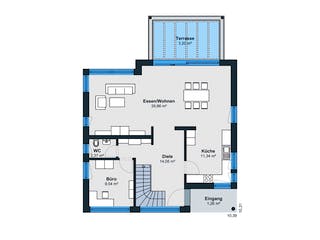 Fertighaus Ausstellungshaus Mannheim Balance 250 von WeberHaus Schlüsselfertig ab 404000€, Satteldach-Klassiker Grundriss 1