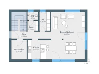Fertighaus Ausstellungshaus Rheinau-Linx sunshine 220 von WeberHaus Schlüsselfertig ab 429000€, Grundriss 1