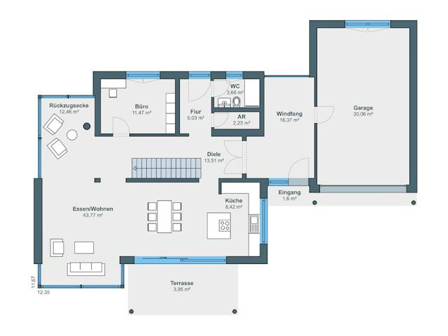 Fertighaus Ausstellungshaus Villingen-Schwenningen von WeberHaus Schlüsselfertig ab 600000€, Cubushaus Grundriss 1