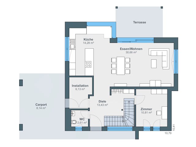 Fertighaus Ausstellungshaus Wenden generation5.5 110 von WeberHaus Schlüsselfertig ab 430000€, Grundriss 1 Fertighaus Ausstellungshaus Wenden generation5.5 110 von WeberHaus Schlüsselfertig ab 430000€, Grundriss 1