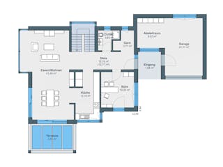 Fertighaus Ausstellungshaus Wuppertal CityLife 250 von WeberHaus Schlüsselfertig ab 443000€, Stadtvilla Grundriss 1