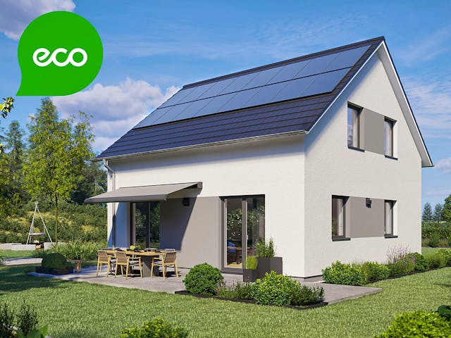 Fertighaus Balance 085 eco von WeberHaus Schlüsselfertig ab 279950€, Satteldach-Klassiker Außenansicht 1