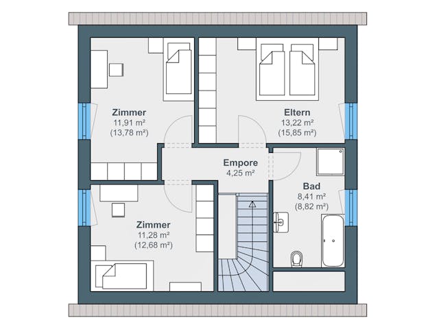 Fertighaus Balance 085 eco von WeberHaus Schlüsselfertig ab 279950€, Satteldach-Klassiker Grundriss 2