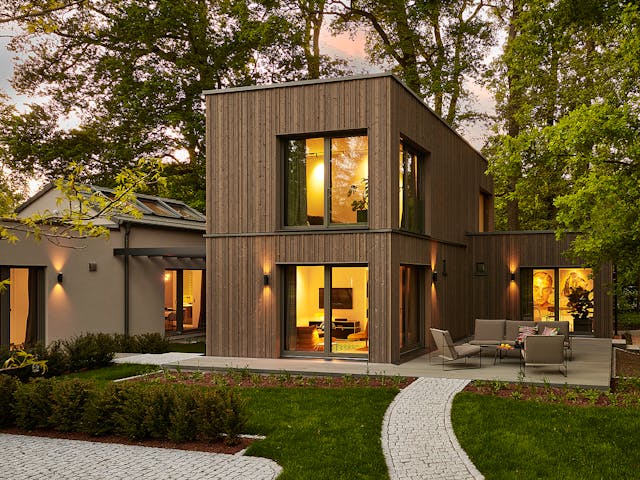 Fertighaus Option mit Anbaumodul von WeberHaus Schlüsselfertig ab 289500€, Cubushaus Außenansicht 2