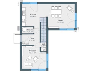 Fertighaus Option mit Anbaumodul von WeberHaus Schlüsselfertig ab 289500€, Cubushaus Grundriss 1