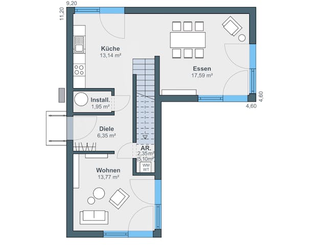 Fertighaus Option mit Anbaumodul von WeberHaus Schlüsselfertig ab 289500€, Cubushaus Grundriss 1