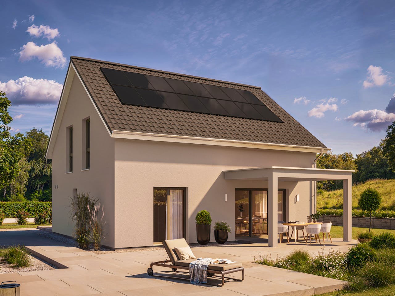 Fertighaus Jubiläumshaus Balance 205 von WeberHaus Schlüsselfertig ab 318650€, Satteldach-Klassiker Außenansicht 1