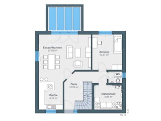 Fertighaus Jubiläumshaus Balance 205 von WeberHaus Schlüsselfertig ab 318650€, Satteldach-Klassiker Grundriss 1