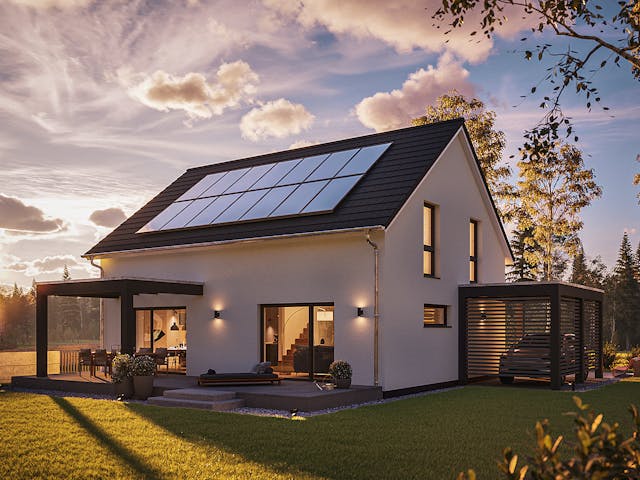 Fertighaus Jubiläumshaus generation 205 von WeberHaus Schlüsselfertig ab 353650€, Satteldach-Klassiker Außenansicht 1