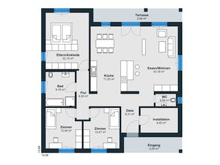 Fertighaus Kundenhaus myLife 402 von WeberHaus Schlüsselfertig ab 401800€, Bungalow Grundriss 1