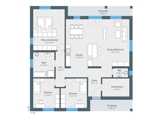 Fertighaus Kundenhaus myLife 402 von WeberHaus Schlüsselfertig ab 413180€, Bungalow Grundriss 1