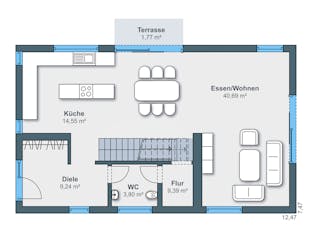 Fertighaus Kundenhaus Friemert sunshine 310 von WeberHaus Schlüsselfertig ab 401500€, Satteldach-Klassiker Grundriss 1