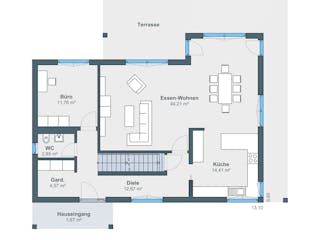 Fertighaus Kundenhaus Reiter sunshine 310 von WeberHaus Schlüsselfertig ab 368500€, Satteldach-Klassiker Grundriss 1