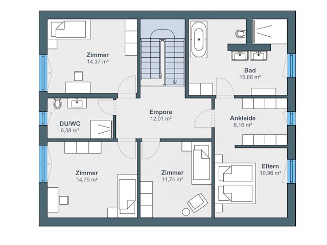 Fertighaus Kundenhaus Brunner von WeberHaus Schlüsselfertig ab 425000€, Satteldach-Klassiker Grundriss 2