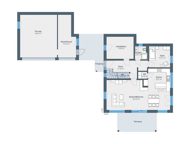 Fertighaus Kundenhaus Meinert von WeberHaus Schlüsselfertig ab 465000€, Satteldach-Klassiker Grundriss 1