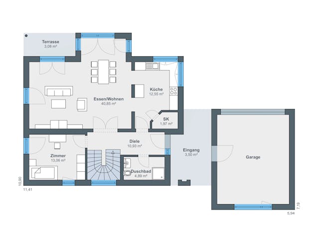 Fertighaus Ausstellungshaus Köln - generation5.5 200 von WeberHaus Schlüsselfertig ab 464000€, Grundriss 1
