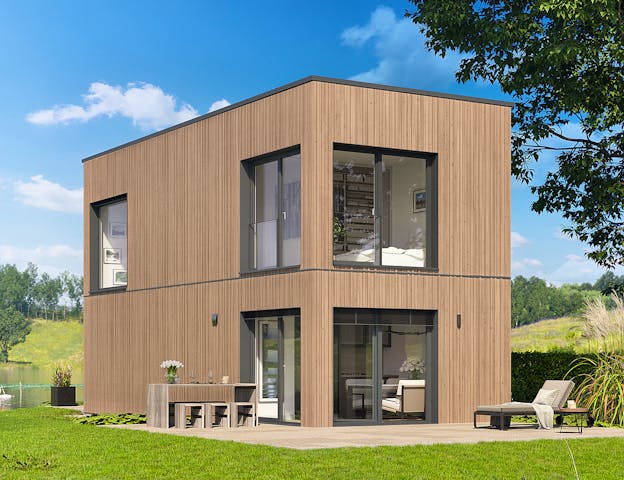 Zweigeschossiges Cubus-Haus mit kleiner Grundfläche