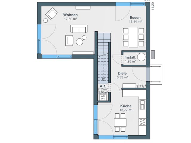 Fertighaus Option mit Anbaumodul von WeberHaus Schlüsselfertig ab 287450€, Cubushaus Grundriss 1