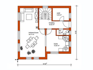 Massivhaus Einfamilienhaus 325 von WEIOTT-Massiv-Haus, Satteldach-Klassiker Grundriss 1